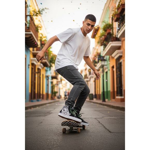 "Vans" Kids Green/White CHECKERBOARD BULLDOG High Top Sneakers Size 4.5,Skater - Picture 2 of 11